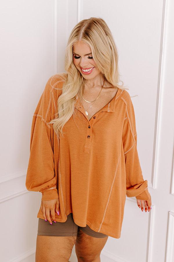 Cafe Cutie Henley Tee in Rust Curves Product Image