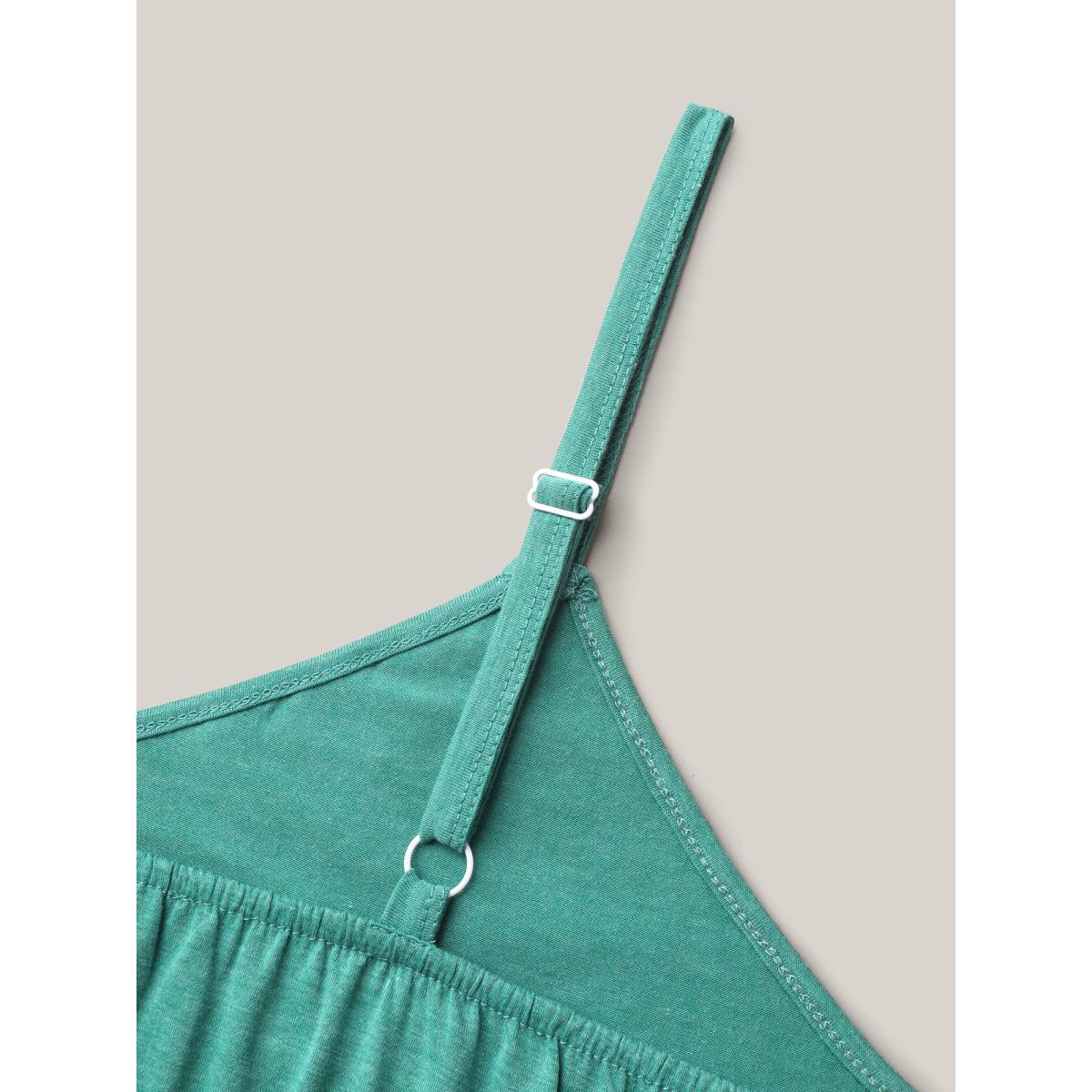 Plus Size Lace Cami Hi-Low Hem Peplum Top Women Emerald Elegant Gathered V-neck Everyday Tank Tops Camis BloomChic 22-24/3X Product Image