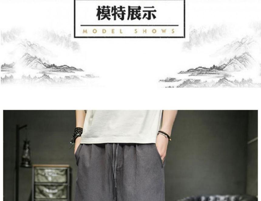 Drawstring Waist Embroidered Panel Shorts Product Image