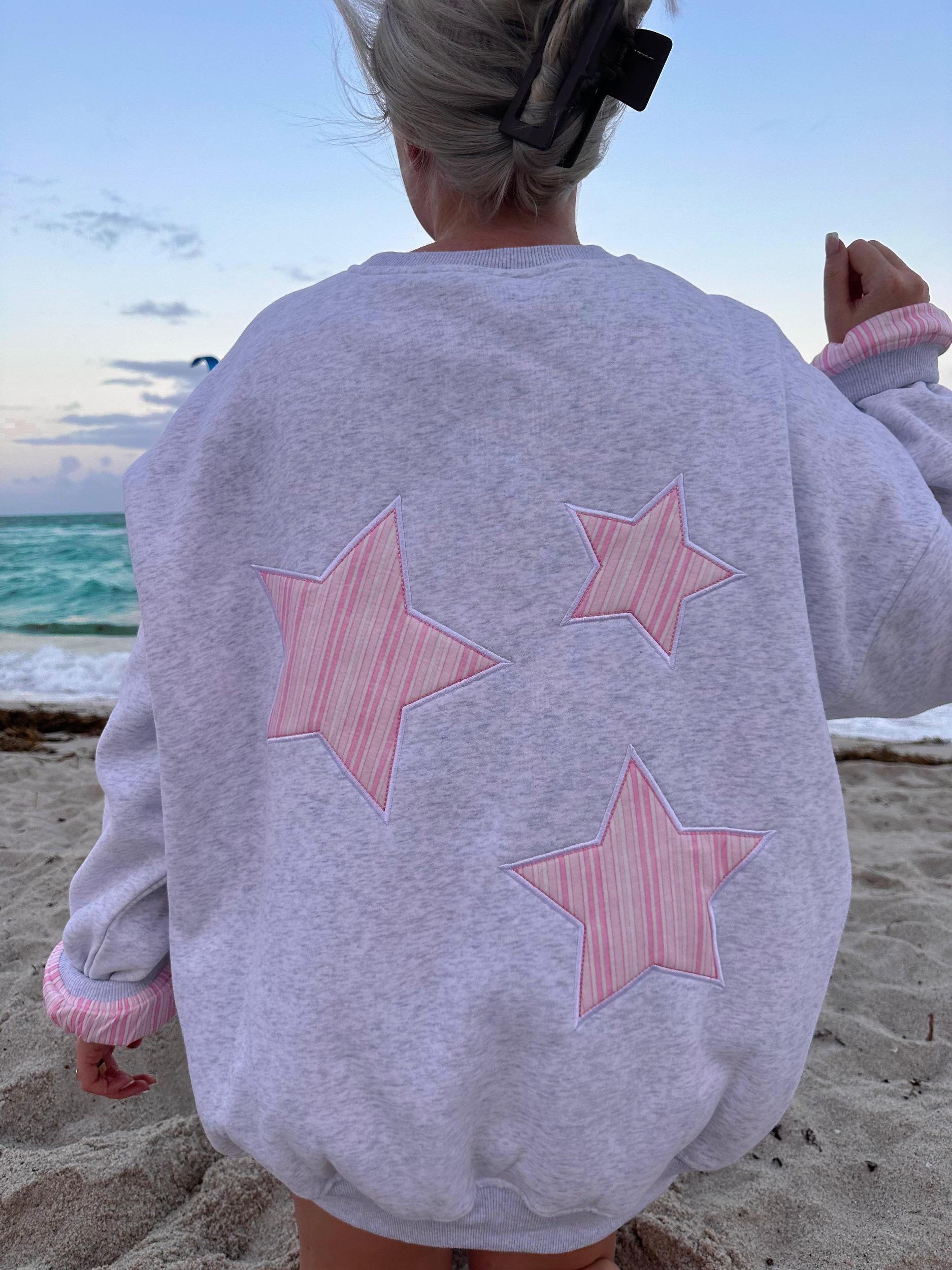 Light Pink Star Lux Striped Sweatshirt Product Image