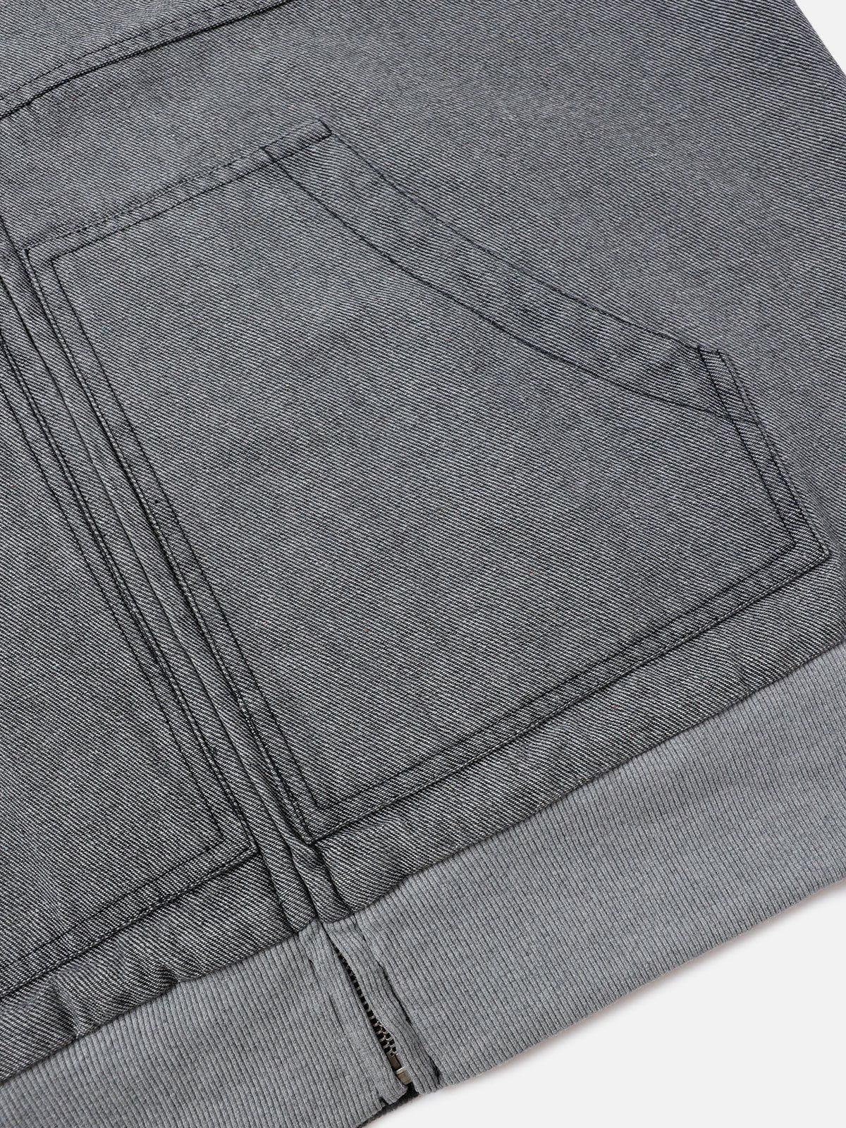 Aelfric Eden Denim Patchwork Zip Up Hoodie Product Image