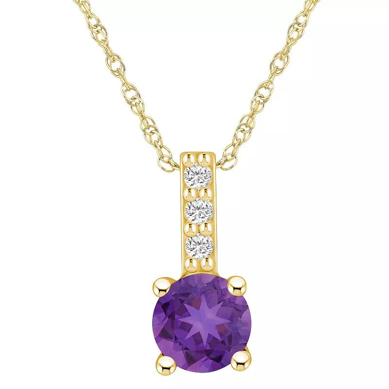 Alyson Layne 14k Gold Round Amethyst & Diamond Accent Pendant Necklace, Women's, Size: 18" Product Image