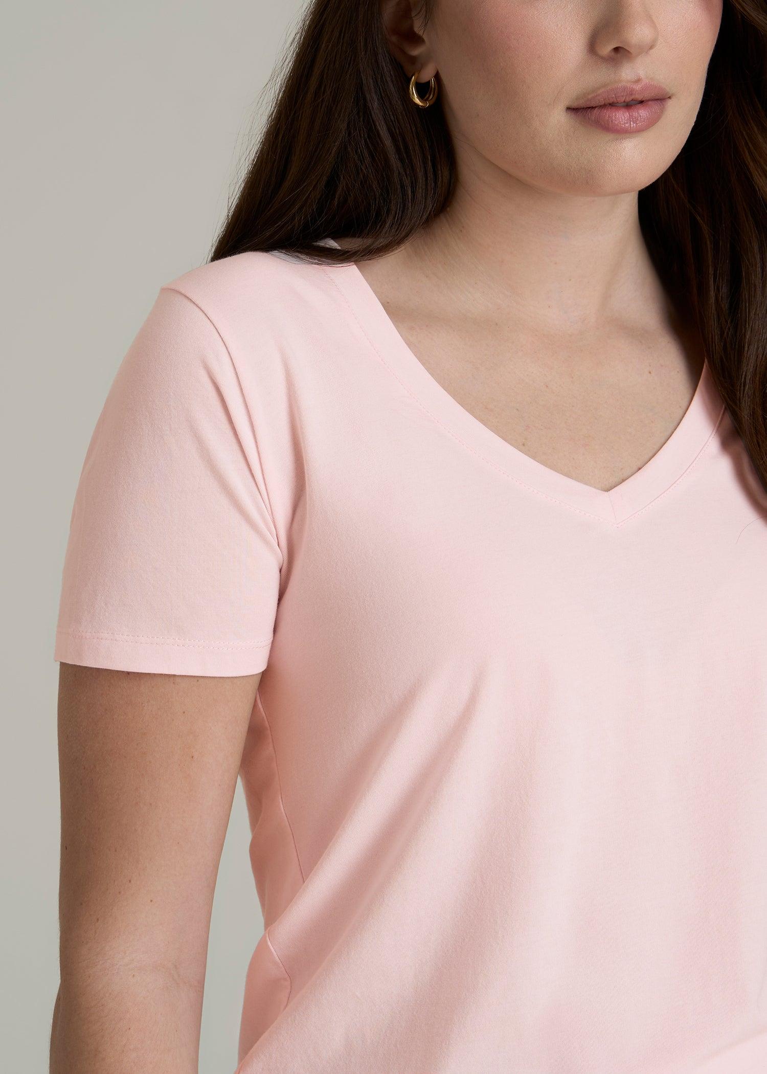 Women's Tall Scoop V-Neck Tee in Barely Pink Product Image