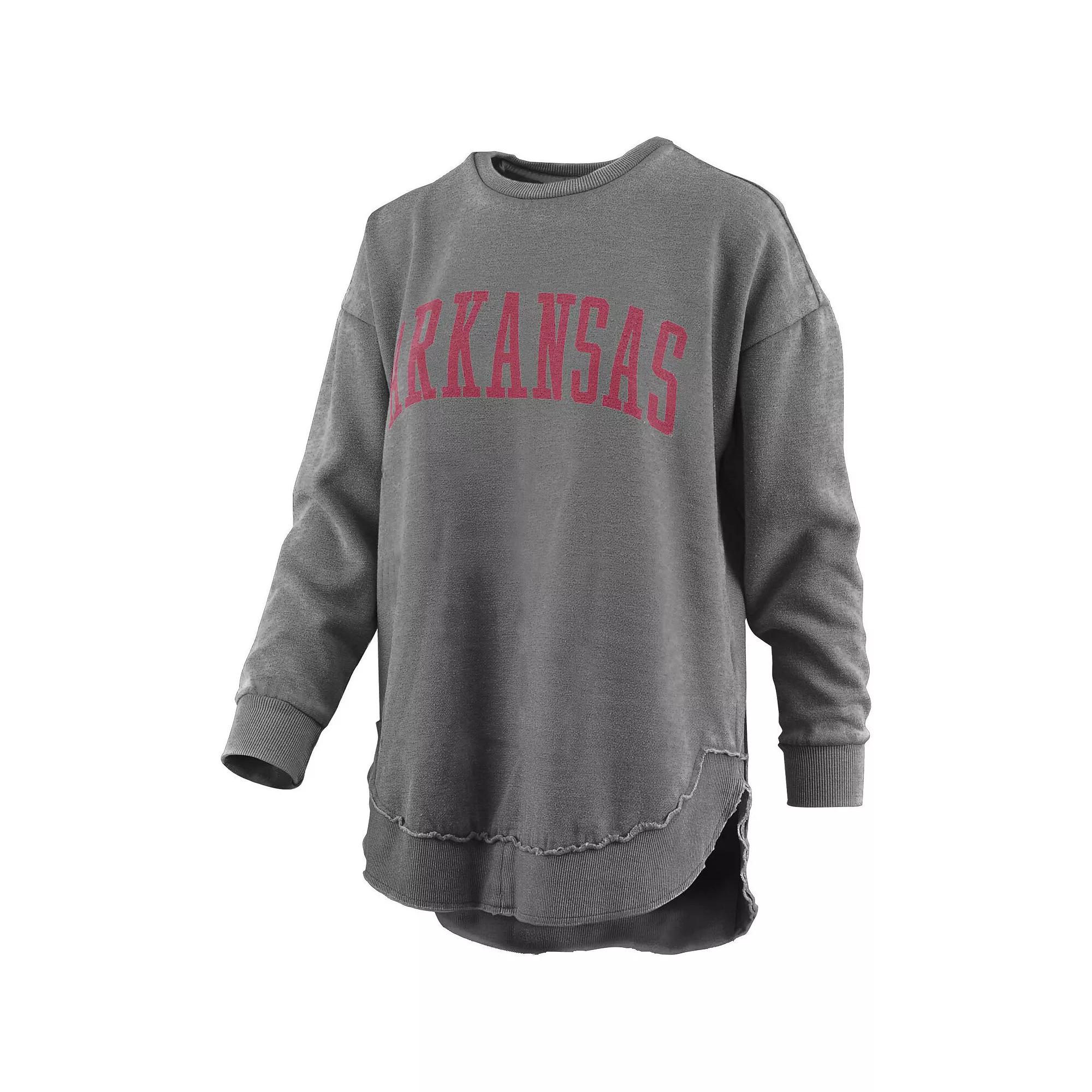 Women's Pressbox Black Arkansas Razorbacks Vintage Wash Pullover Sweatshirt,  Product Image