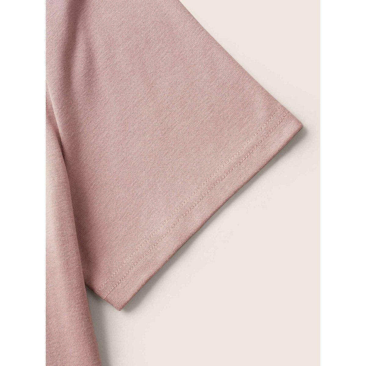 Plus Size Square Neck Solid Rib Knit T-shirt Dirtypink Women Casual Non Square Neck Bodycon Everyday T-shirts BloomChic 14-16/1X Product Image