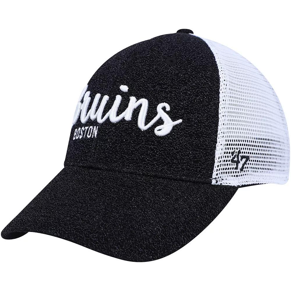 Women's '47 Black/White Boston Bruins Encore MVP Trucker Snapback Hat Product Image