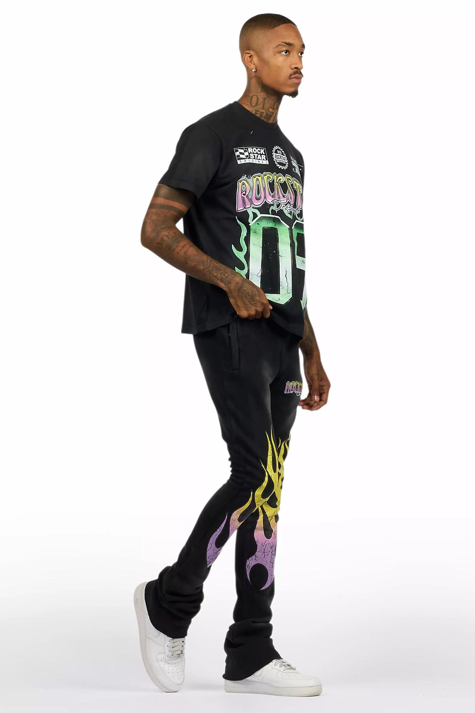 Quito Black T-Shirt/Stacked Flare Track Set Male Product Image