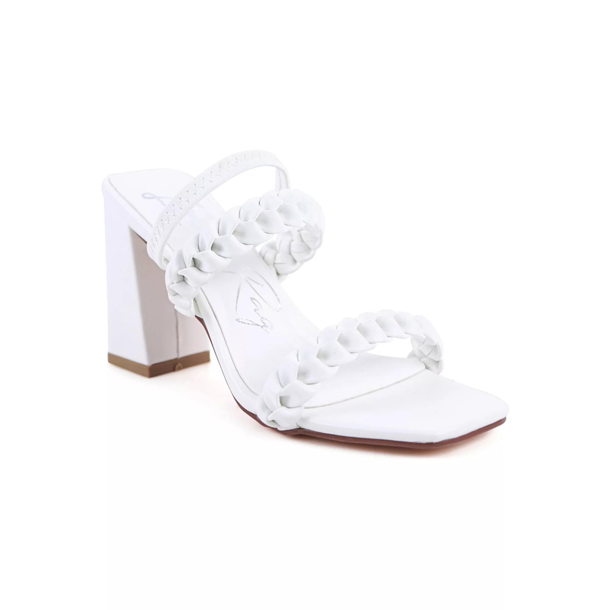 London Rag Woven Strap Block Heel Women's Sandals,  Product Image
