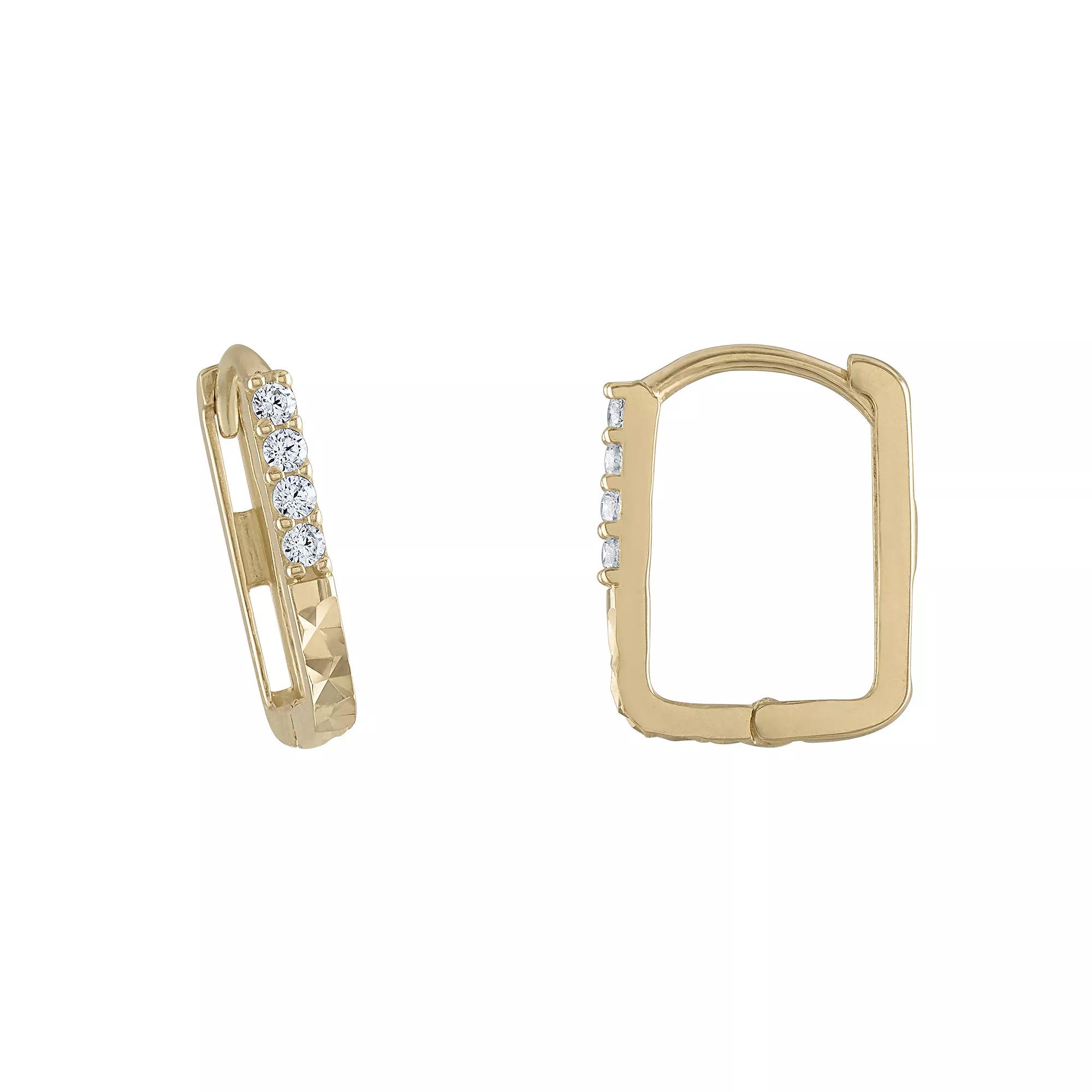 Amella Jewels 14k Gold Cubic Zirconia Huggie Earring, Women's Product Image