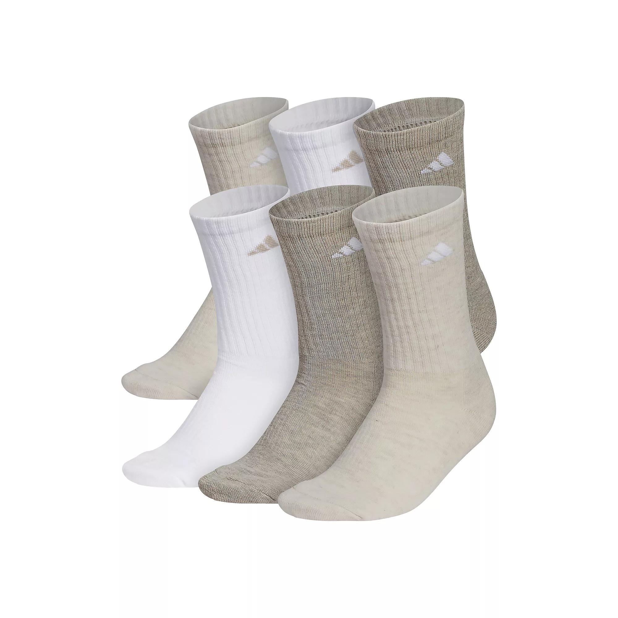 Women's adidas 6-Pack Athletic Crew Socks, Size: 5-10, Beige Product Image