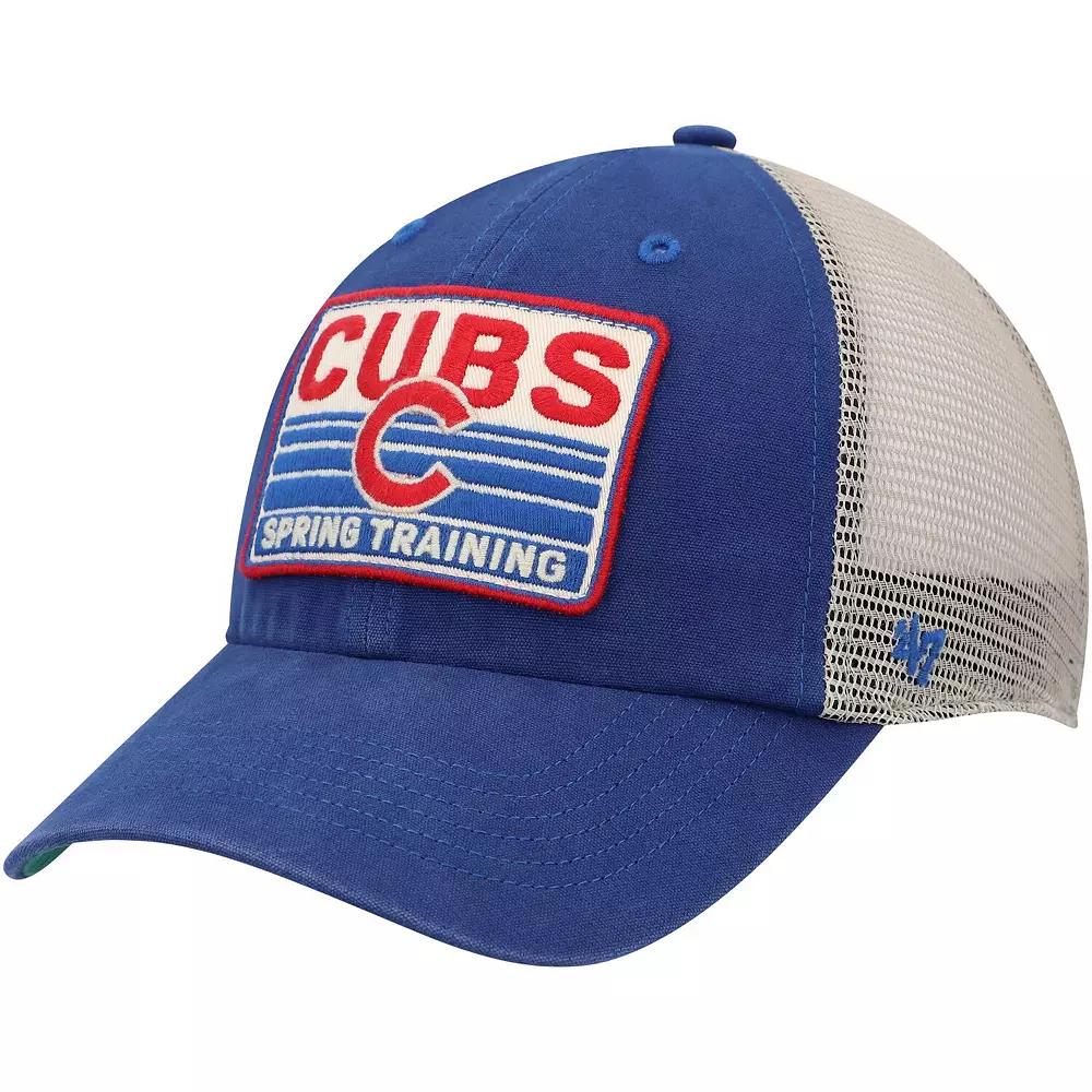 Men's '47 Royal/Tan Chicago Cubs Four Stroke Clean Up Trucker Snapback Hat, Blue Product Image