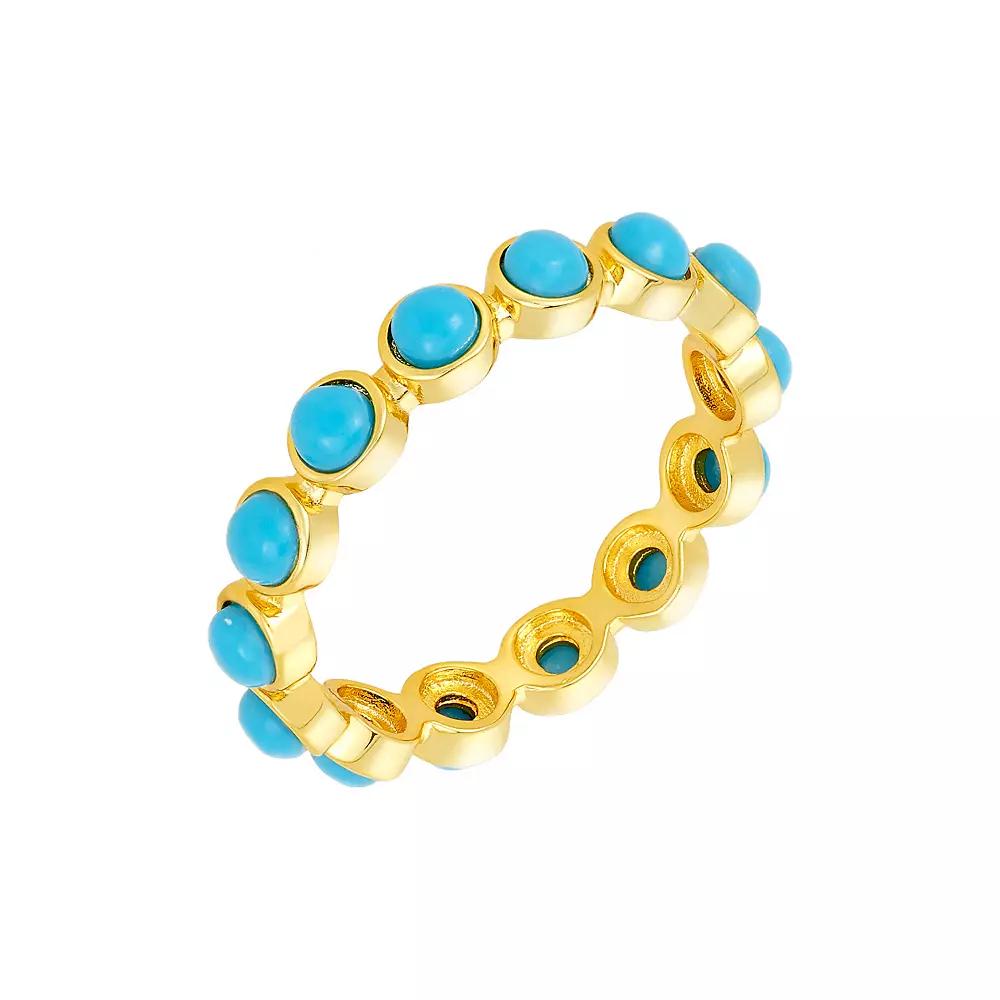Adornia 14k Gold Plated Simulated Turquoise Eternity Band Ring, Women's, Size: 7, Gold Tone Product Image