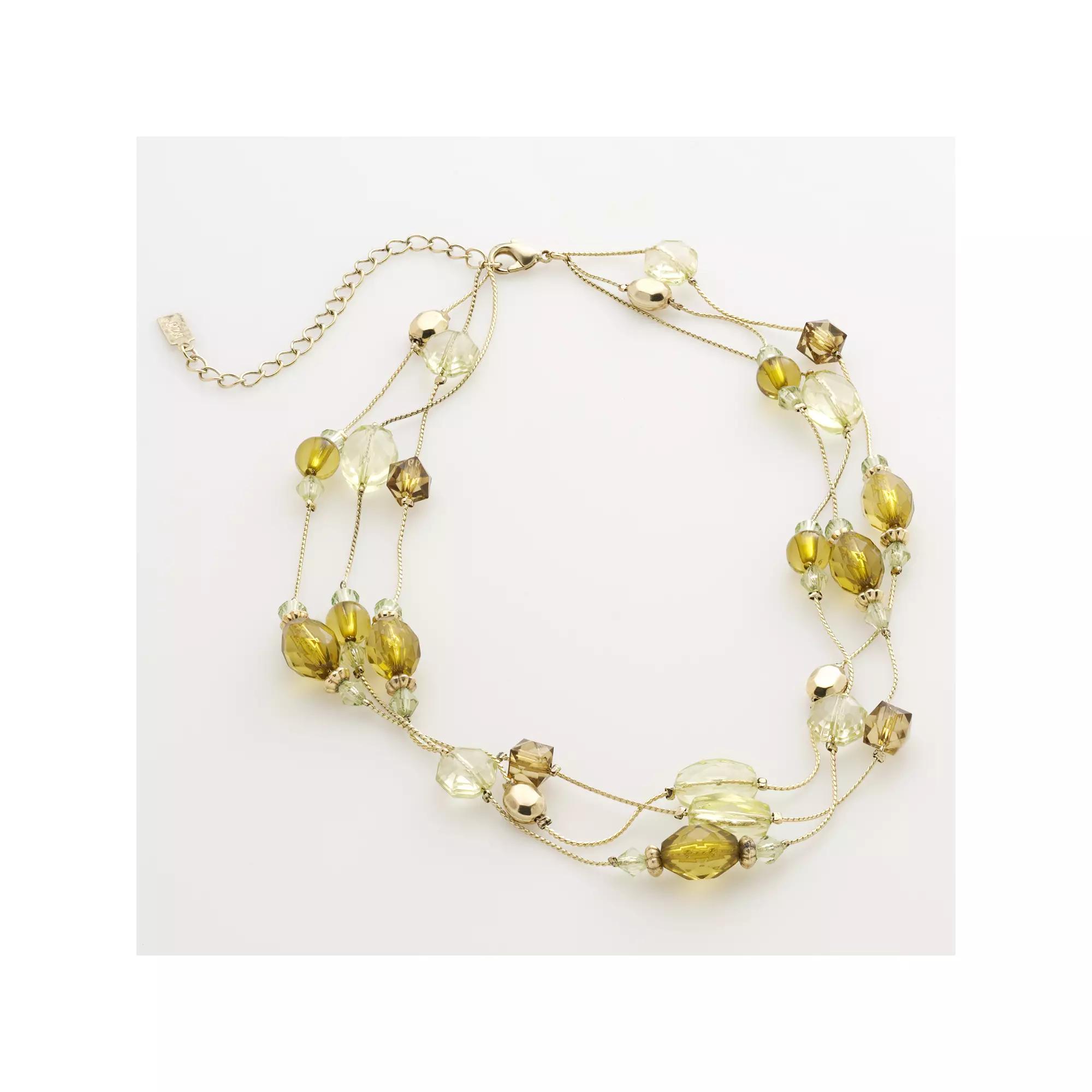 1928 Gold Tone Beaded Multistrand Necklace, Womens, Brass Product Image