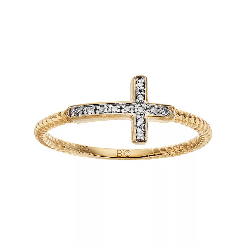 Gemminded Sterling Silver Diamond Accent Sideways Cross Ring, Women's, Size: 7, White Product Image