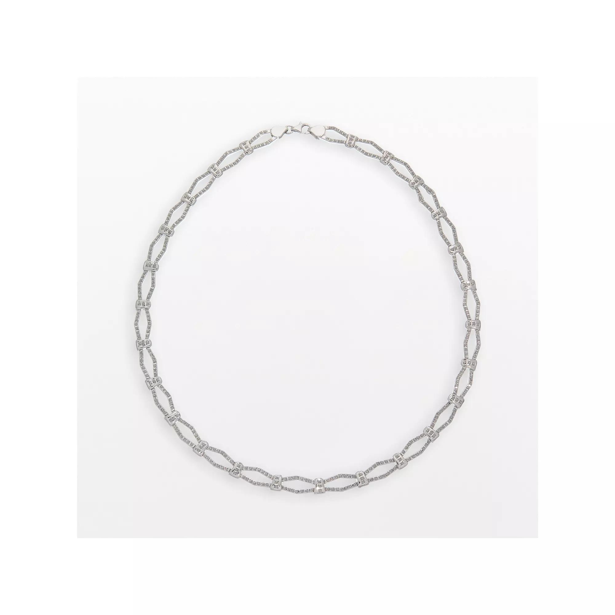 Diamond Fascination 14k White Gold Diamond Accent Wave Necklace, Women's, Size: 17" Product Image