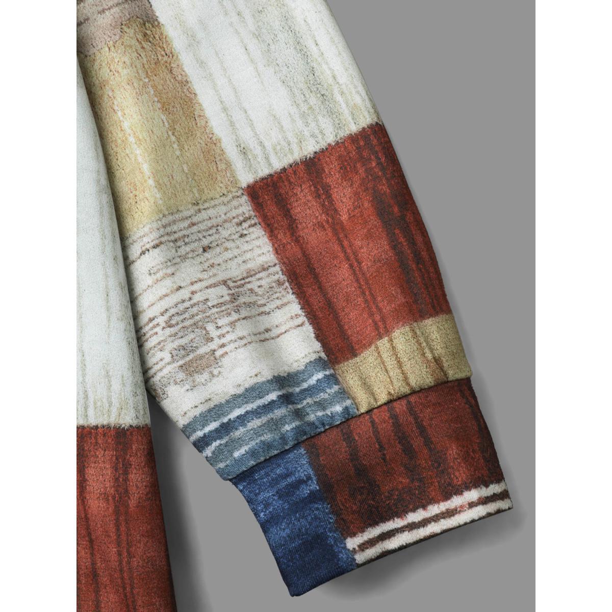 Plus Size Geometric Print Round Neck Sweatshirt Women Multicolor Casual Non Round Neck Everyday Sweatshirts BloomChic 12/L Product Image