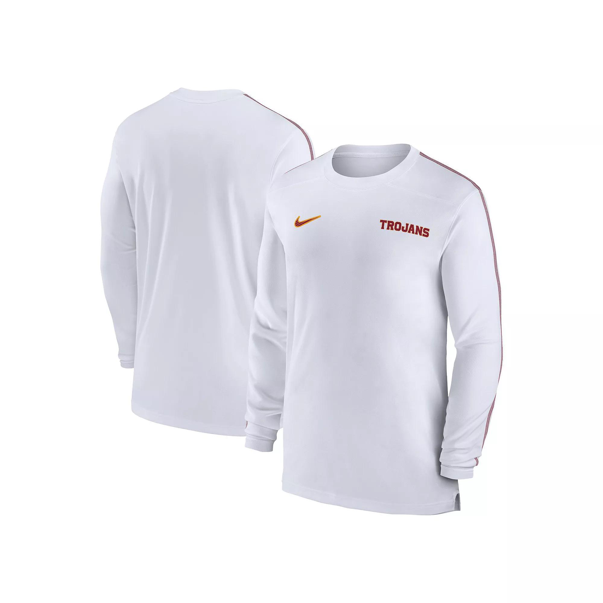 Men's Nike White USC Trojans 2024 Sideline Coach UV Performance Long Sleeve T-Shirt, Size: 2XL Product Image