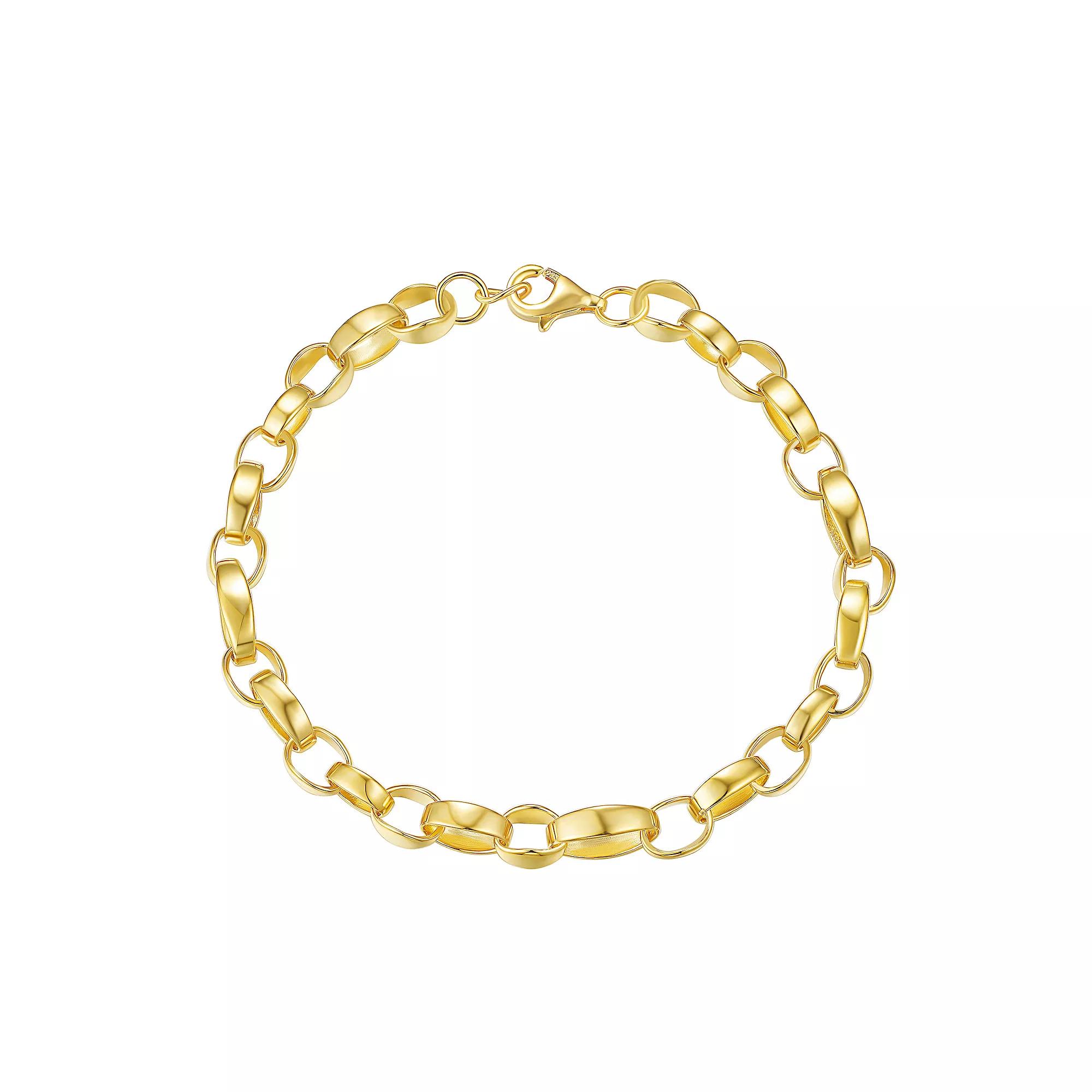 Argento Forte 14k Gold Over Silver Link Chain Bracelet, Women's, Size: 7.5", Sterling Silver Product Image