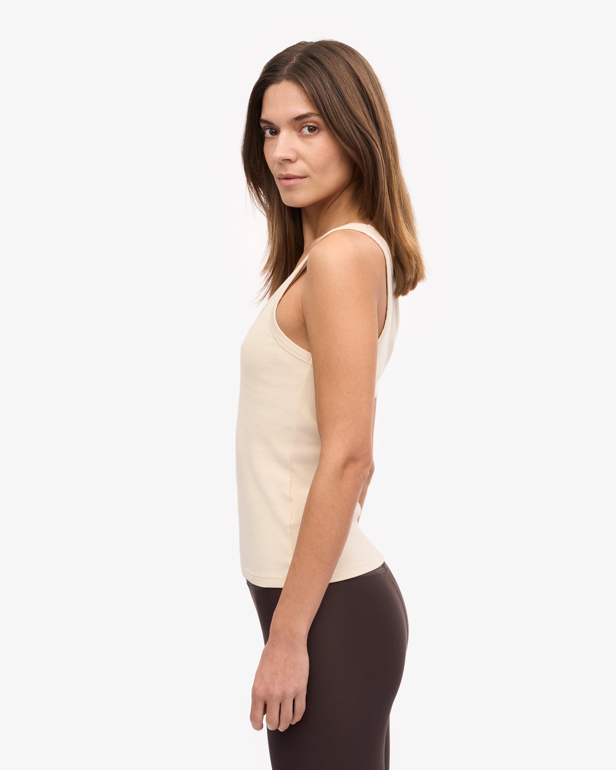 Women Organic Rib Tank Top - Ivory White Product Image