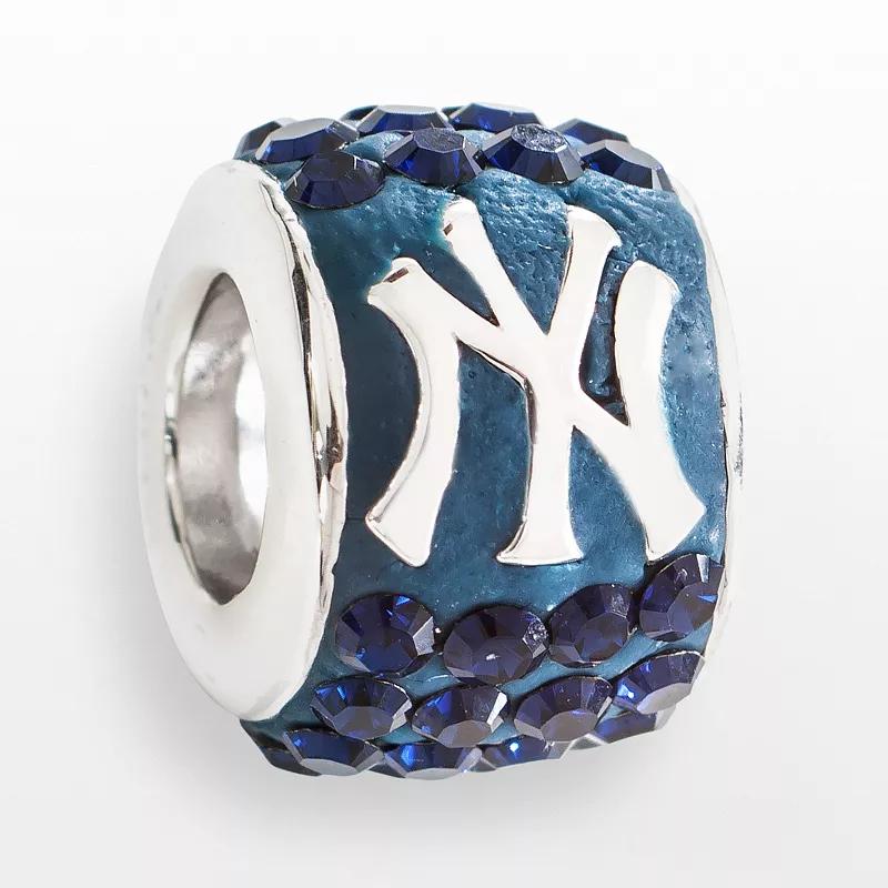 LogoArt New York Yankees Sterling Silver Crystal Logo Bead, Womens, Blue Product Image