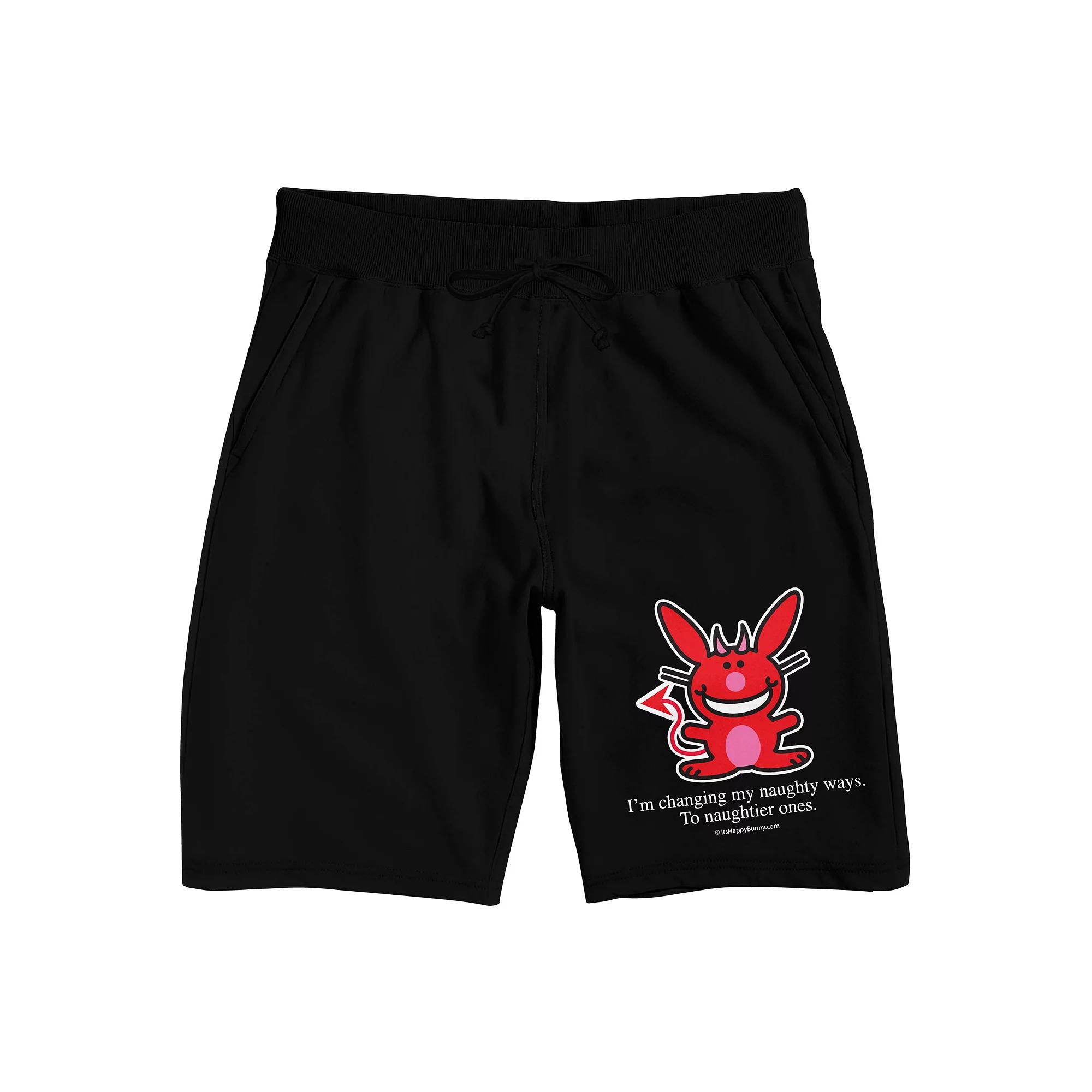 Men's It's Happy Bunny Bunny Pajama Shorts, Size: Small, Black Product Image