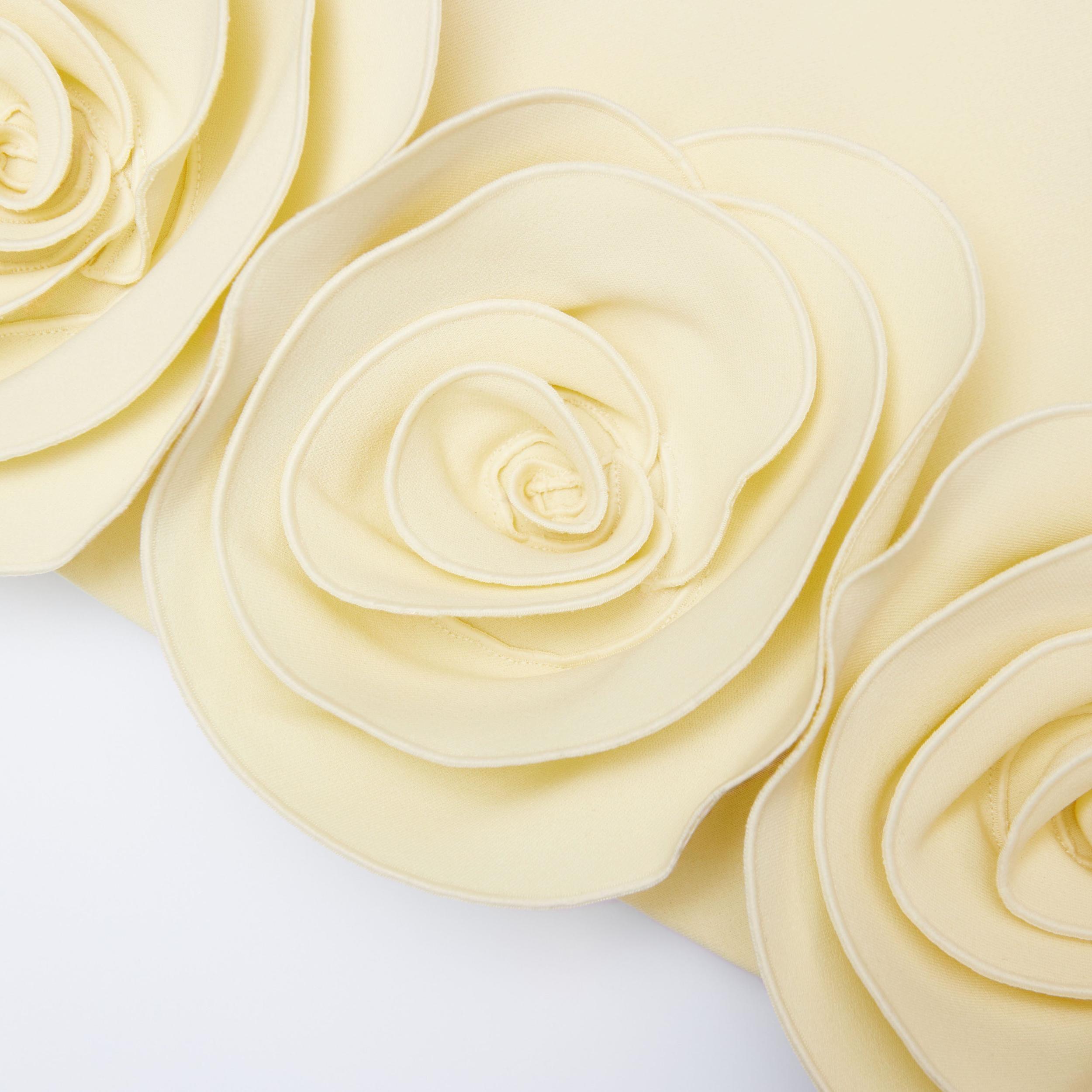 Yellow Crepe 3D Flower Mini Dress Product Image