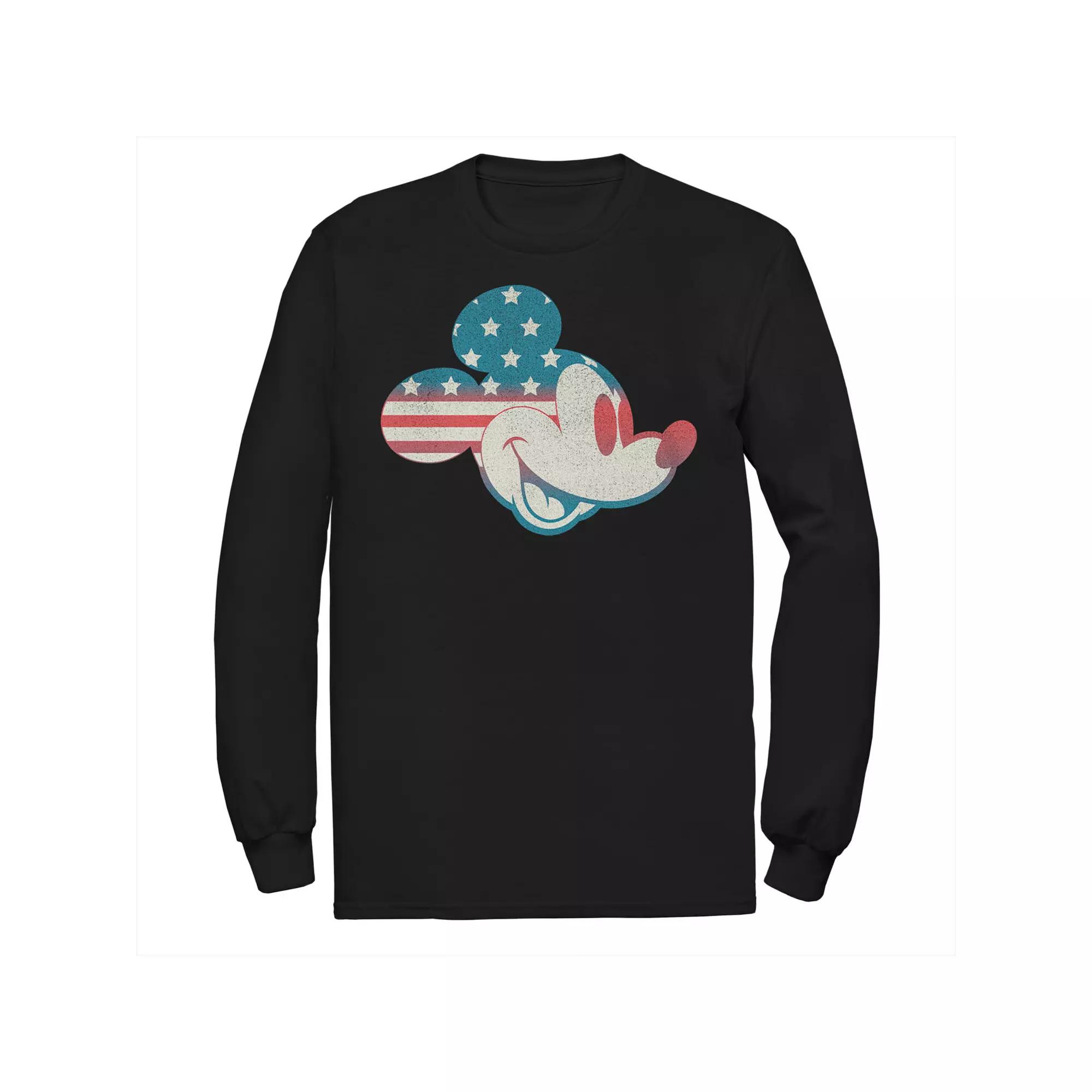 Disney's Mickey & Friends Big & Tall Mickey American Flag Fill Long Sleeve Tee, Men's,  Product Image