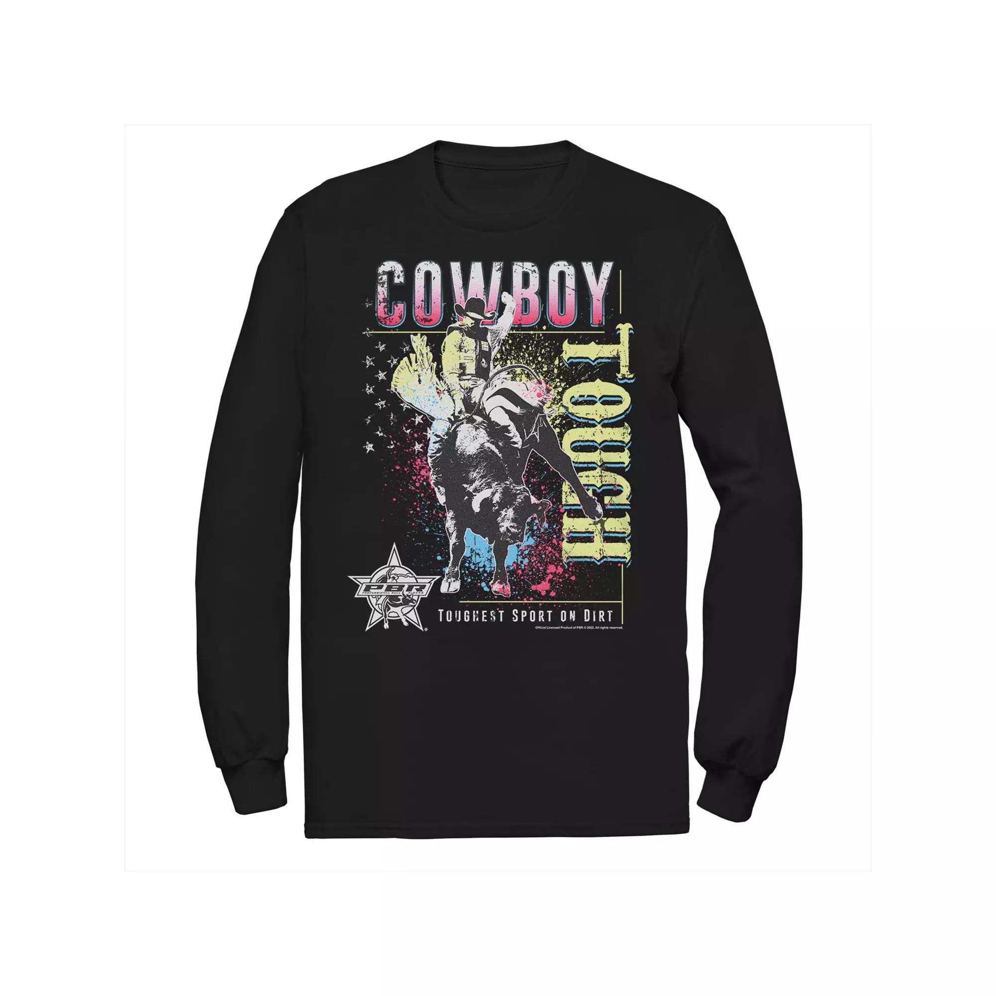 Men's PBR Cowboy Riding Bull Long Sleeve Graphic Tee, Size: XL, Black Product Image
