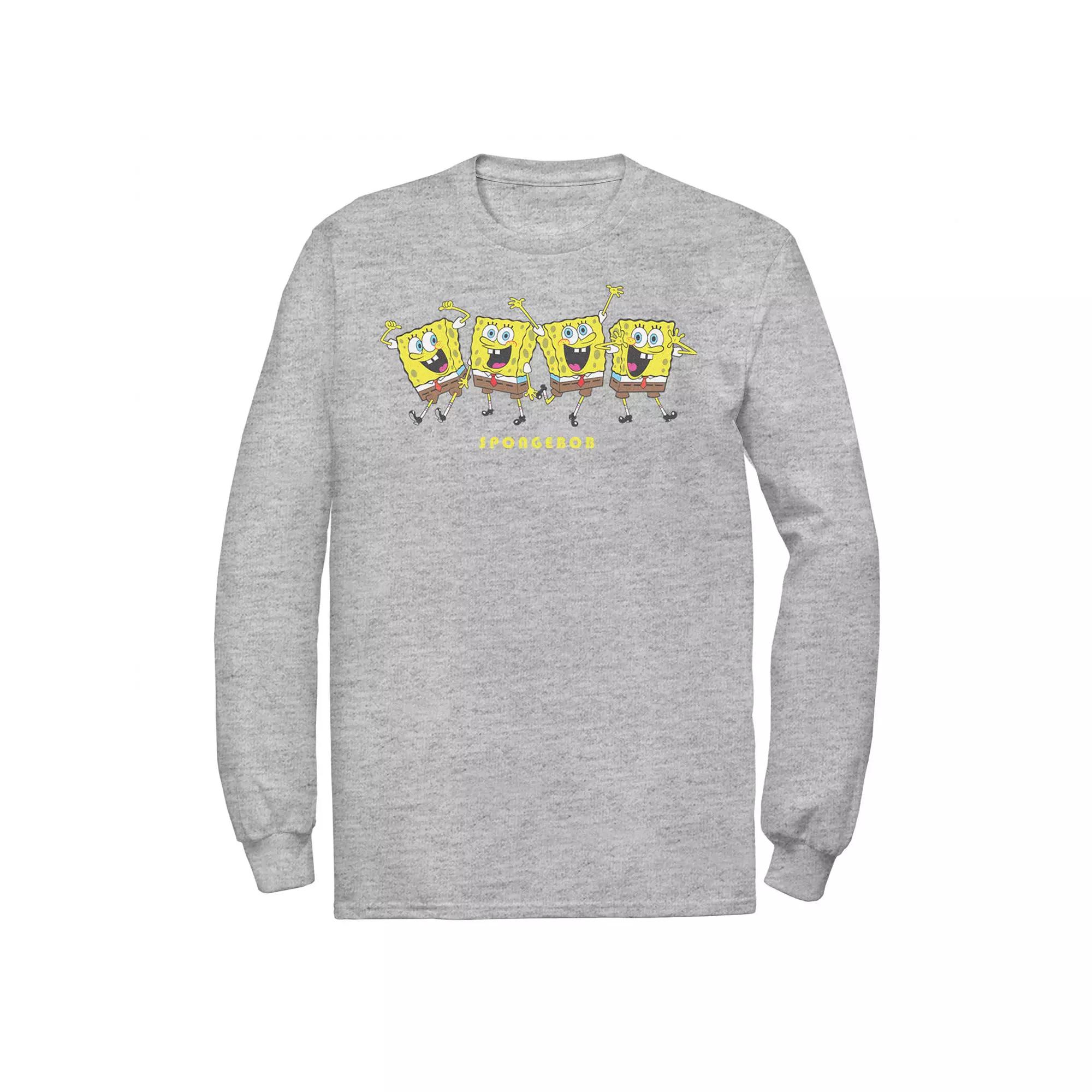 Men's SpongeBob SquarePants Happy Poses Line Up Tee, Size: Small, Athletic Grey Product Image