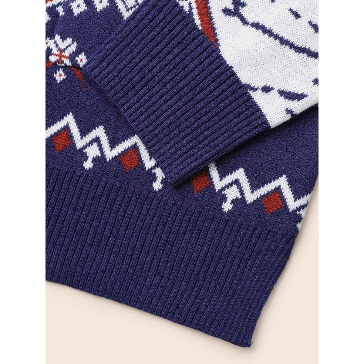 Plus Size Snowy Trees Print V-neck Open Cardigan Indigo Women Casual Loose Long Sleeve Everyday Cardigans BloomChic 12/L Product Image