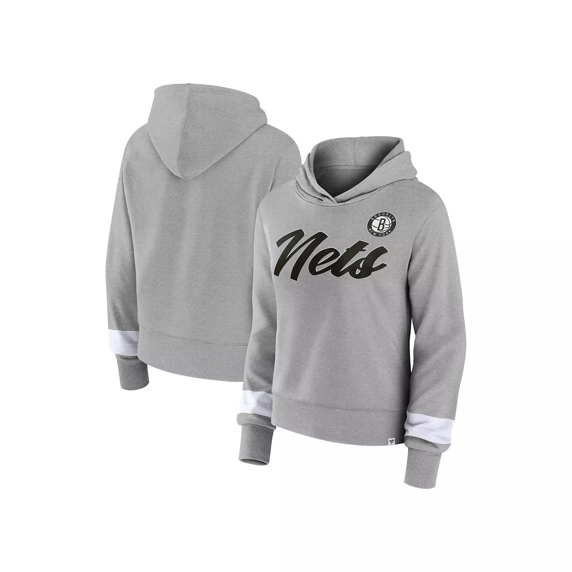 Women's Fanatics Branded Heather Gray Brooklyn Nets Halftime Pullover Hoodie,  Product Image