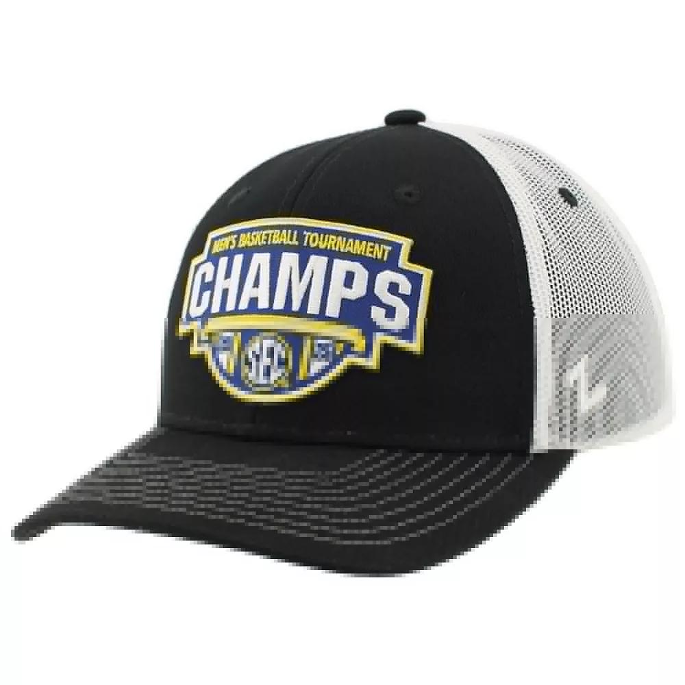 Unisex Zephyr  Black/White Florida Gators 2025 SEC Men's Basketball Conference Tournament Champions Locker Room Adjustable Trucker Hat Product Image