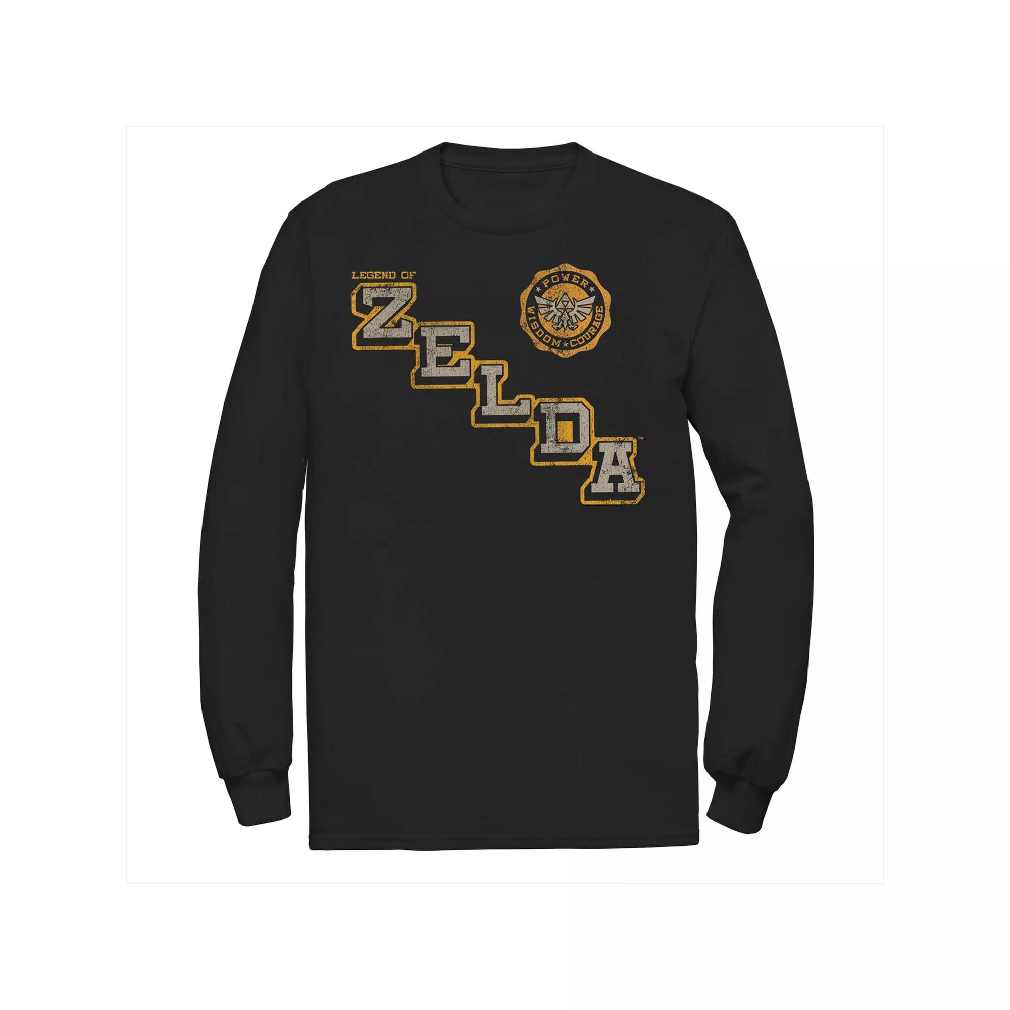 Men's The Legend Of Zelda Collegiate Style Logo Long Sleeve Tee,  Product Image