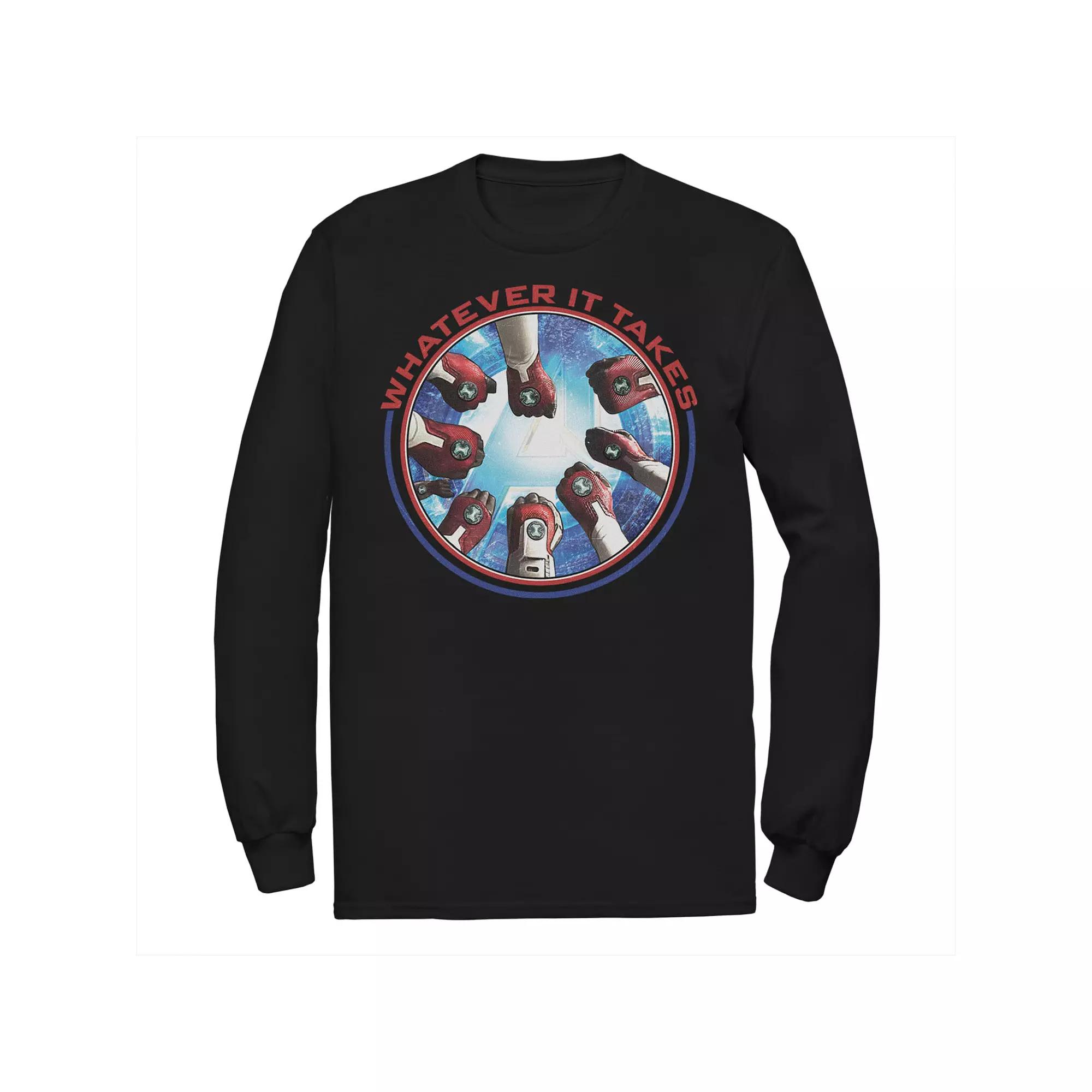 Men's Marvel Avengers Endgame Whatever It Takes Hands In Portrait Long Sleeve Graphic Tee, Size: Medium, Black Product Image