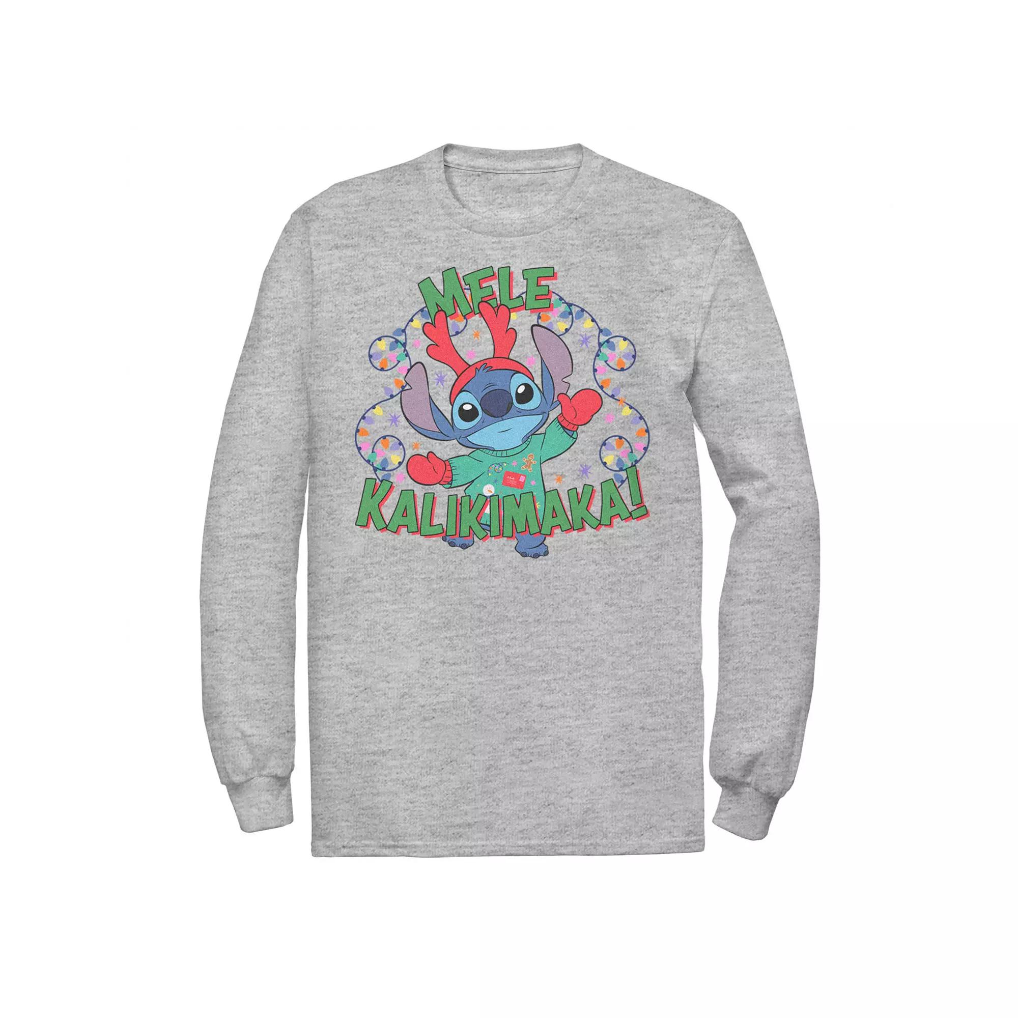 Disney's Lilo & Stitch Men's Mele Kalikimaka Stitch Long Sleeve Tee,  Product Image