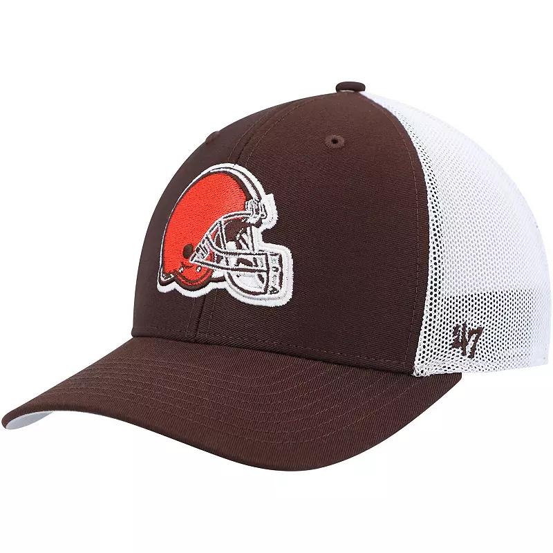 Men's '47 Brown/White Cleveland Browns Trophy Trucker Flex Hat,  Product Image