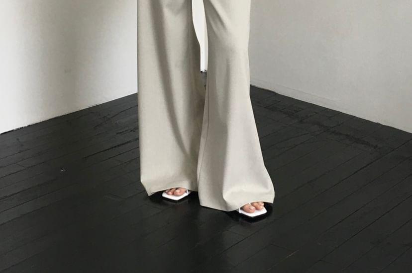 High Waist Monotone Wide-Leg Pants Product Image