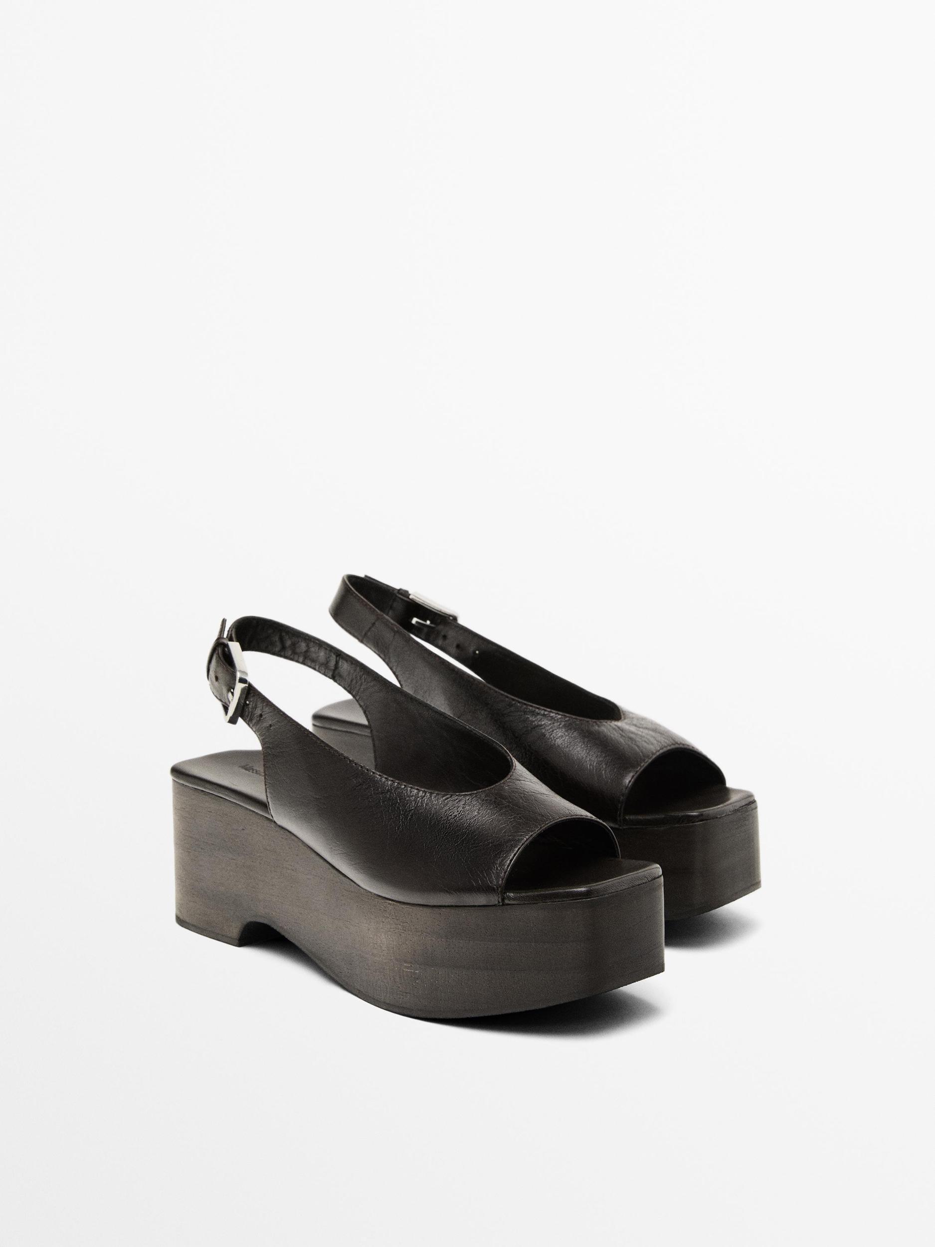 Wooden wedge mule sandals Product Image