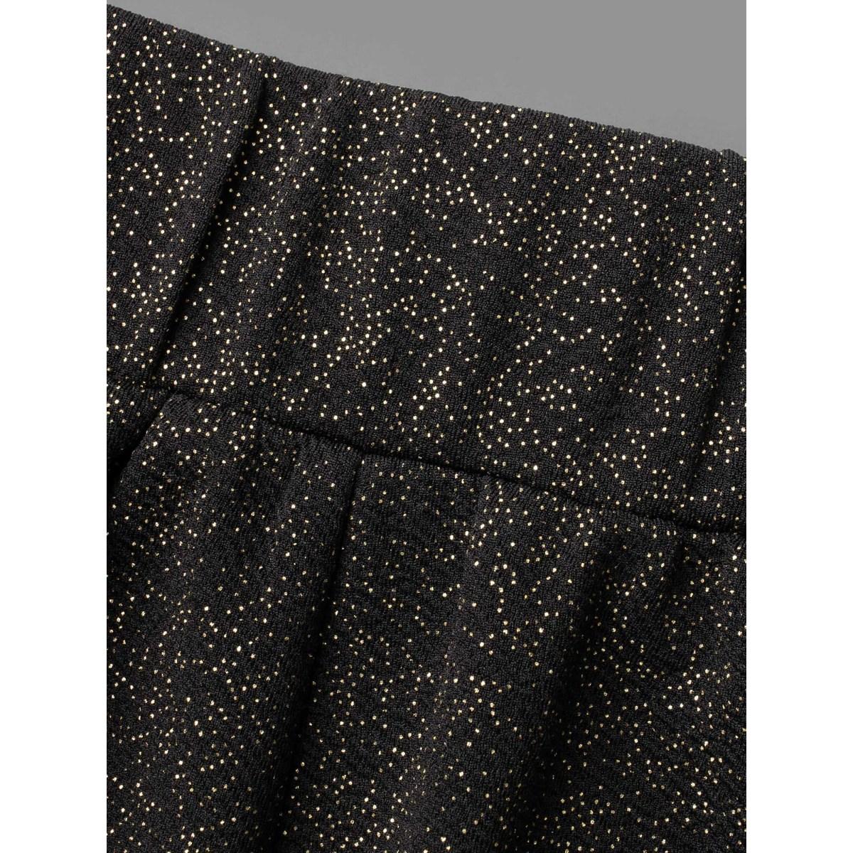 Plus Size Glitter Elastic Waist Pocket Midi Skirt Women Champagne Elegant Low stretch Slanted pocket Everyday Skirts BloomChic 14-16/1X Product Image