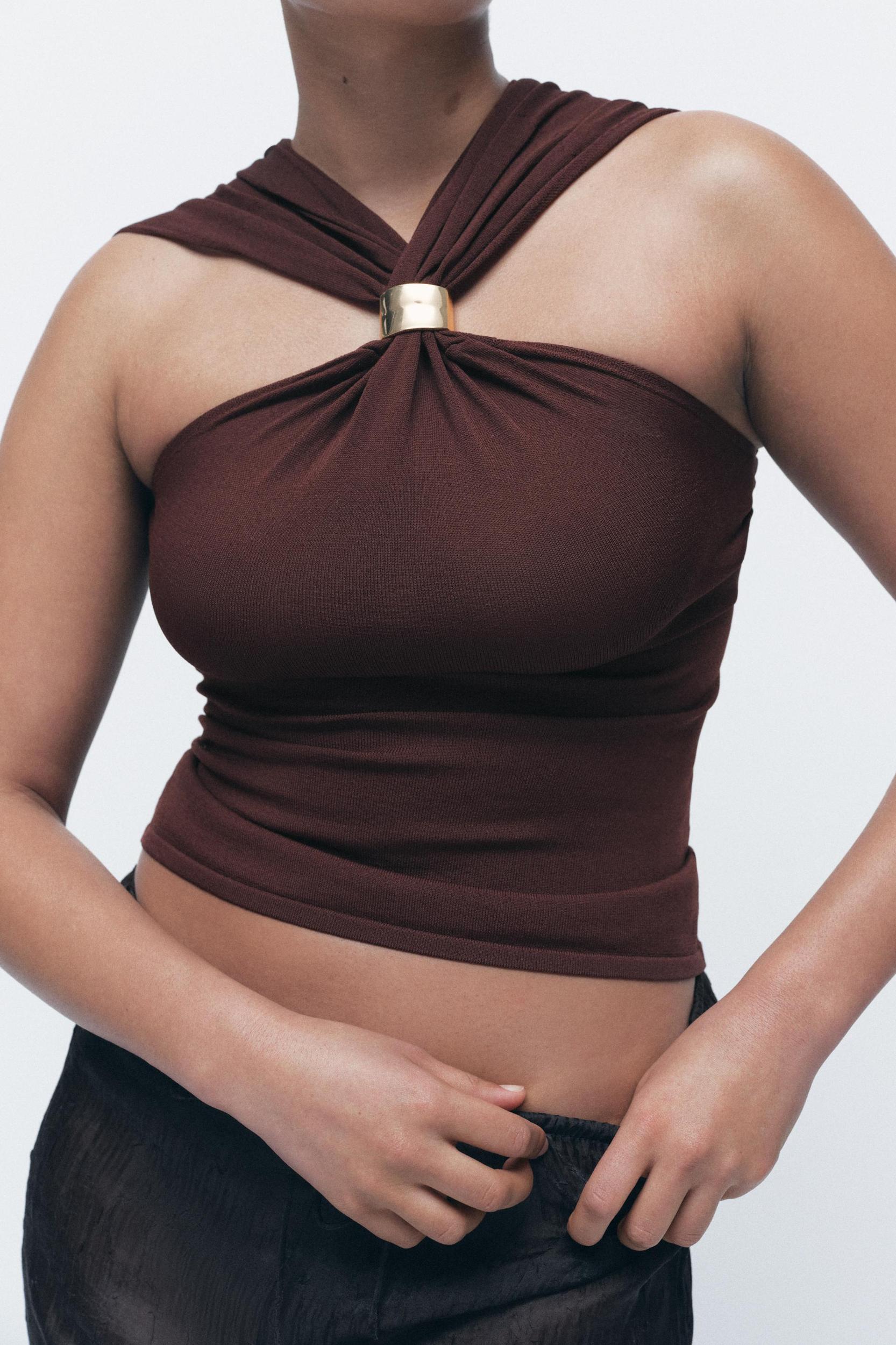 GOLD APPLIQUÉ HALTER TOP Product Image
