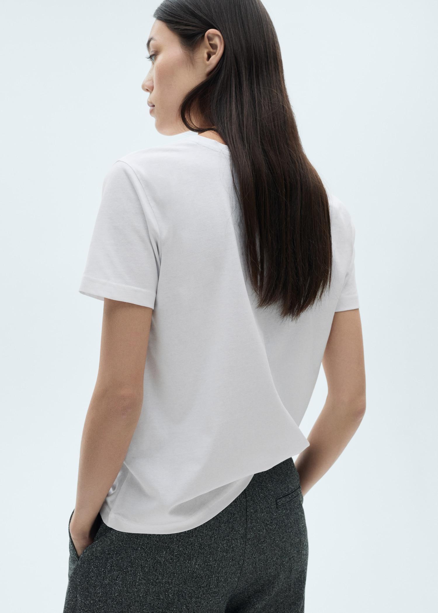 Short-sleeved cotton t-shirt - Women | MANGO USA Product Image