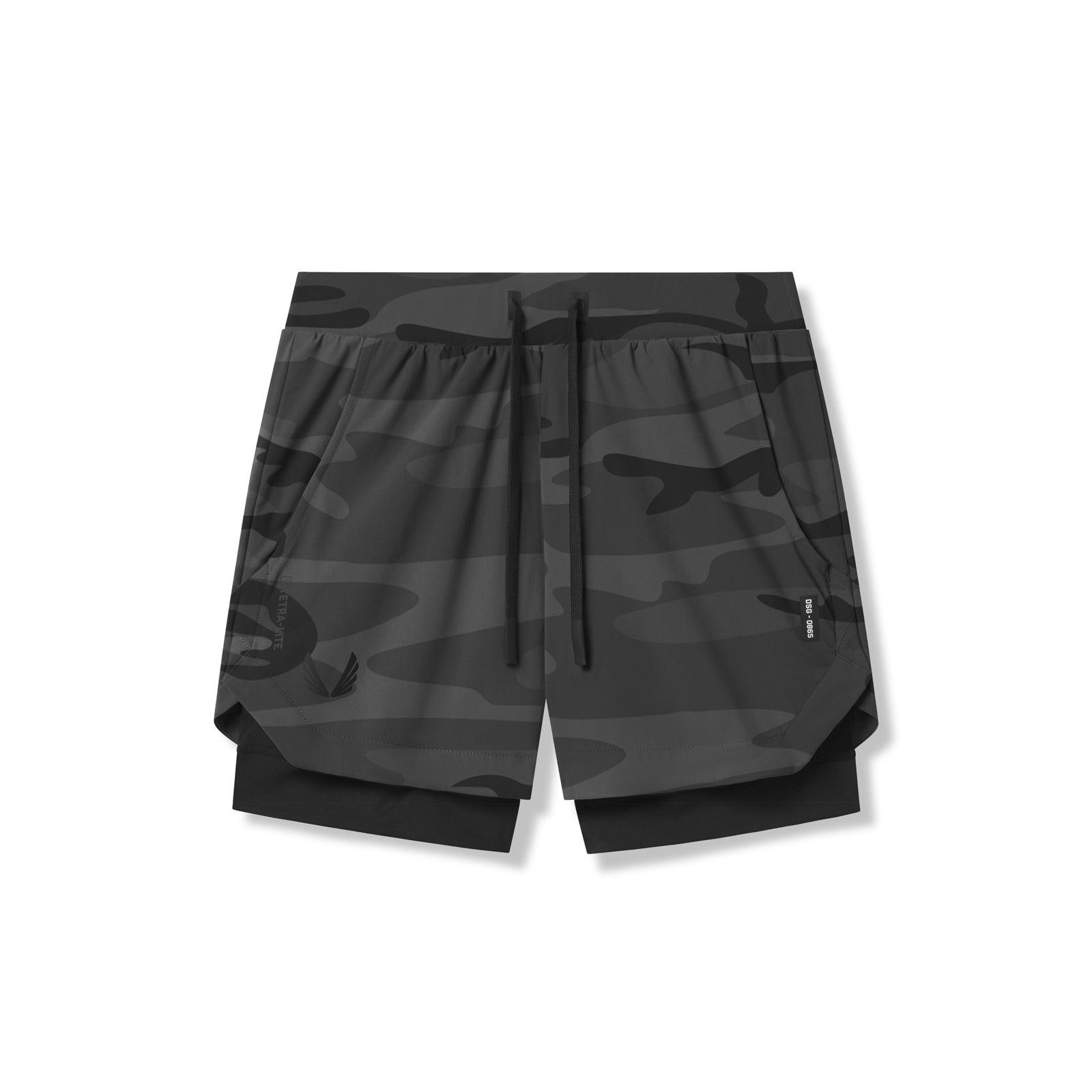 0865. Tetra-Lite® 5" Liner Short - Black Camo "Wings"/Black Male Product Image