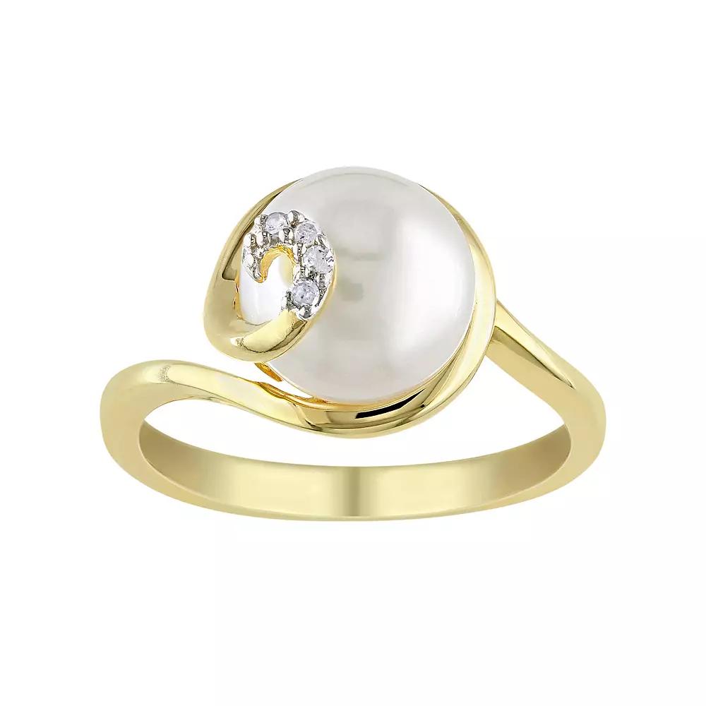 Stella Grace Freshwater Cultured Pearl & Diamond Accent Sterling Silver Swirl Ring, Women's, Size: 8, White Product Image
