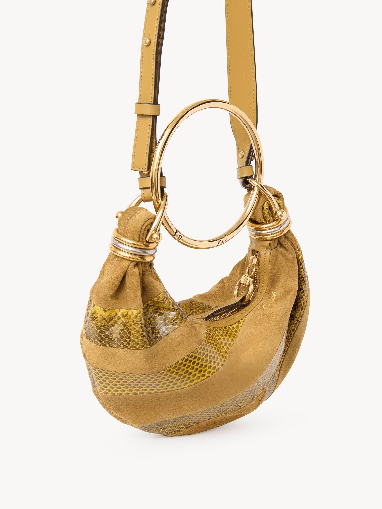 Mini Bracelet Hobo bag in suede leather & snakeskin Product Image