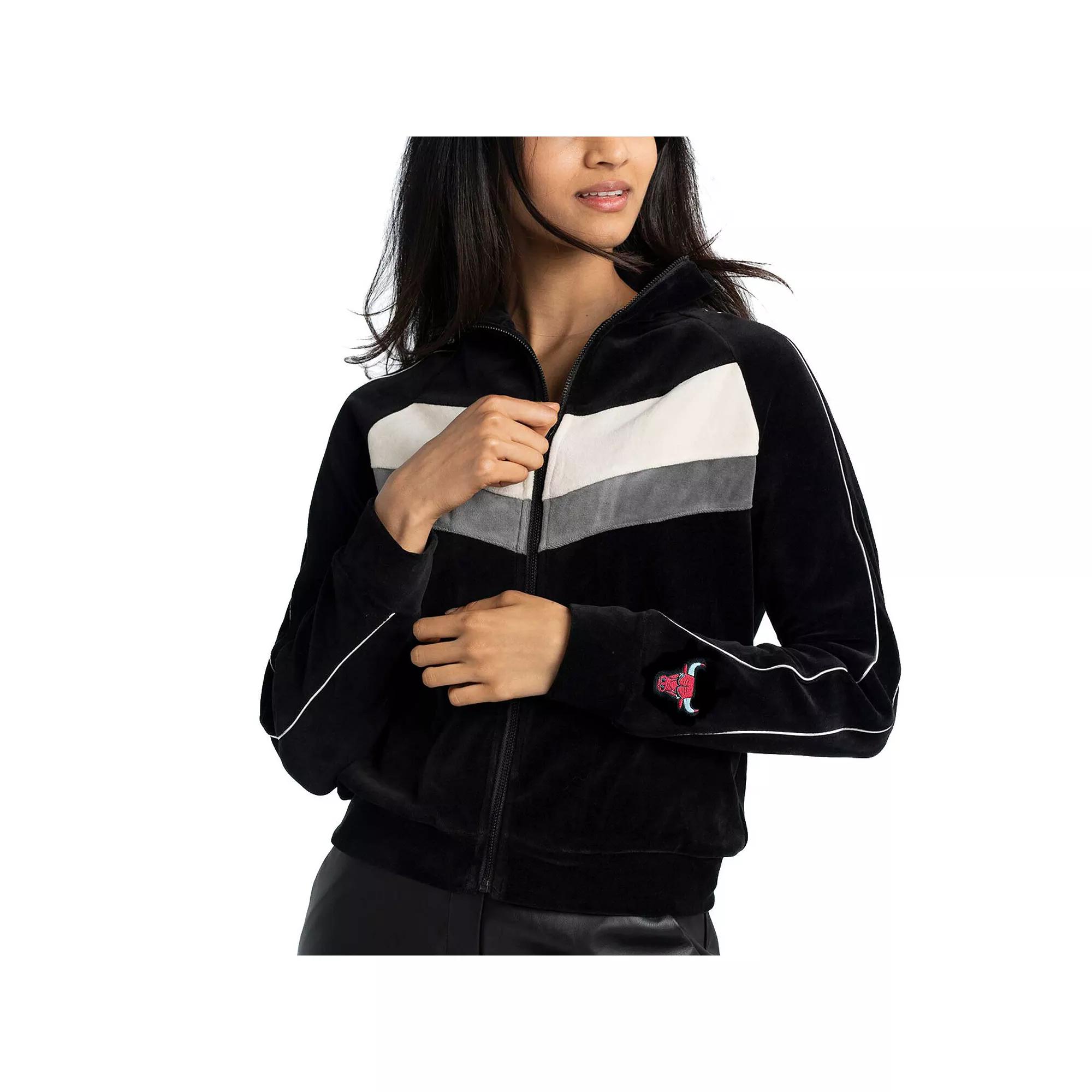 Women's Lusso Black Chicago Bulls Nixie Chevron Color-Block Raglan Full-Zip Track Jacket,  Product Image
