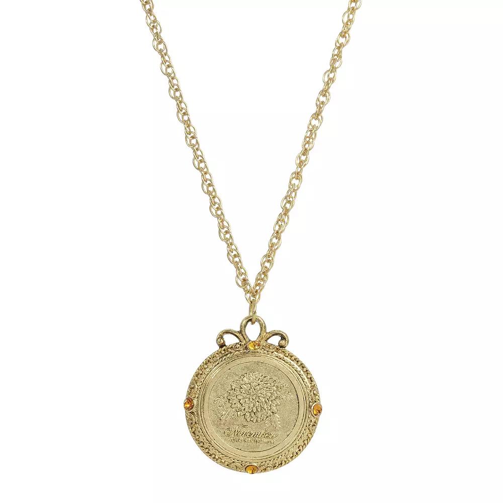 1928 Gold Tone Flower of the Month Pendant Necklace, Womens, November Product Image