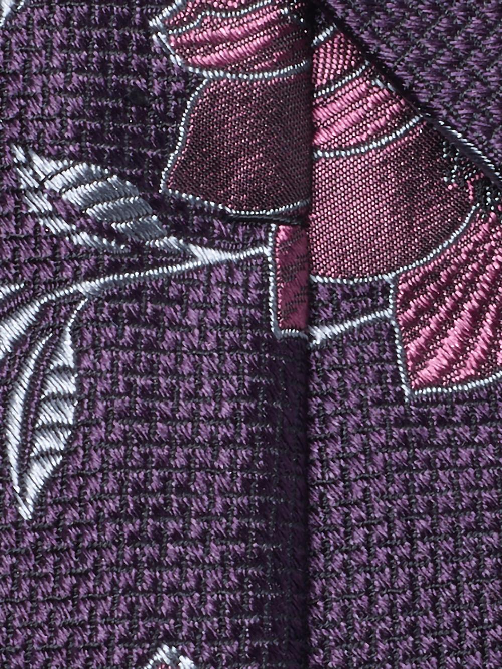 Floral Woven Silk Tie - Purple Product Image