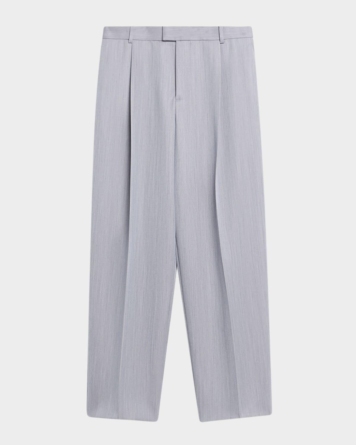 Men's Wool Chevron Pleated Wide-Leg Trousers Product Image