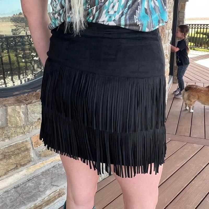 Sterling Kreek Fort Worth Black Fringe Skirt Product Image