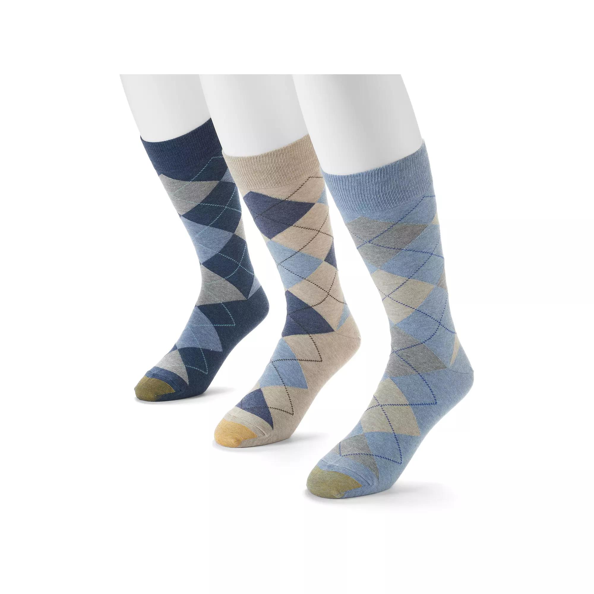 Men's GOLDTOE® 3-pack Carlyle Argyle Crew Socks, Size: 6-12, Blue Product Image